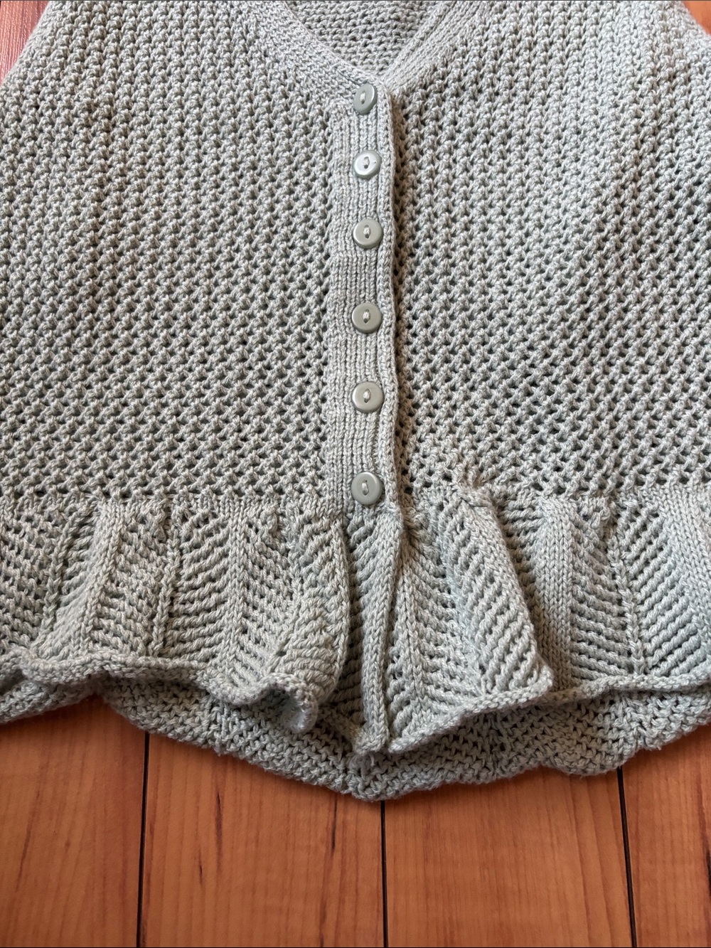 Retrod Sage Green Knit Button-Front Ruffle Hem Tank - Picture 3 of 6